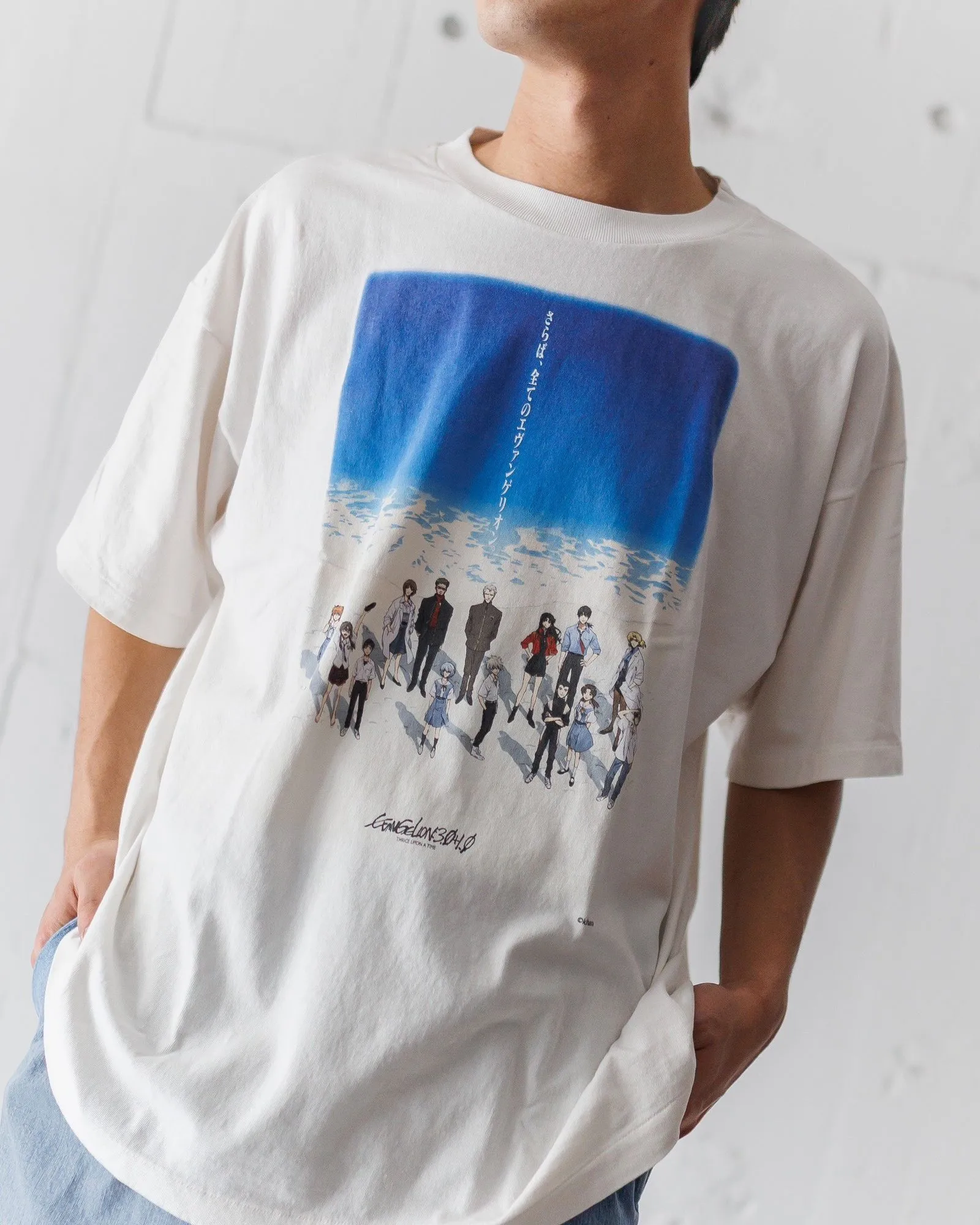 SAINT Mxxxxxx × EVENGELION × GEEKS RULE EV_SS TEE/BLUE/WHT Three-party co-branded Neon Genesis Evangelion co-branded TEE off-white S-XL Made of original OE yarn tube weaving without side seams to distinguish the width of the fabric Original consistent co-branded label/co-branded wash mark/little angel anti-counterfeiting label Top-notch printing technology Repeated pattern making, closely following the original details